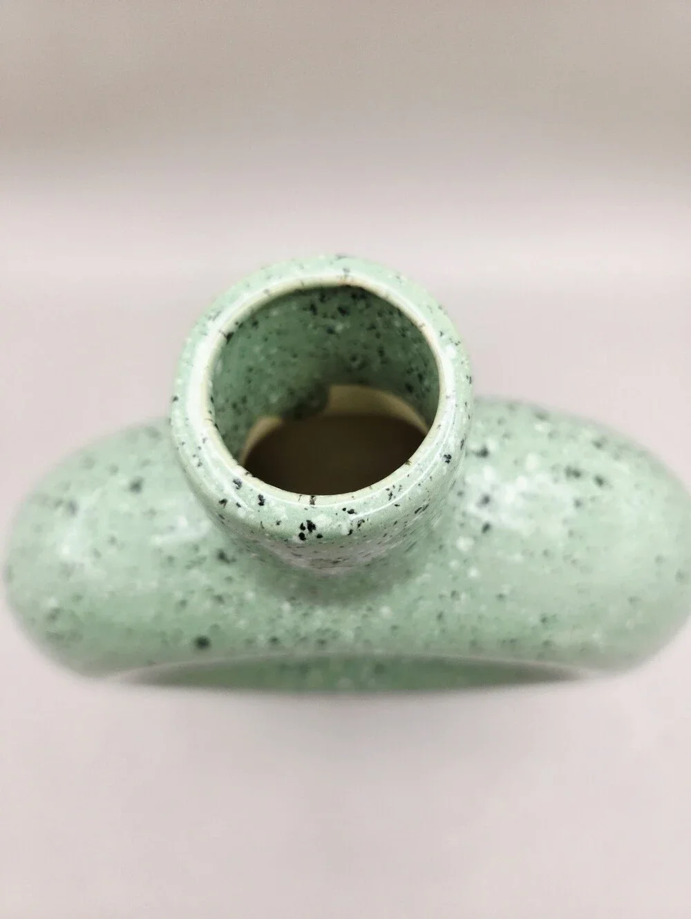 Modern Green Speckled Ceramic Donut Vase